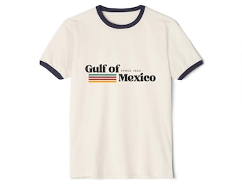 Vintage Gulf of Mexico Ringer T-Shirt - Unisex Cotton Tee, Casual Summer Wear, Beach Vibes