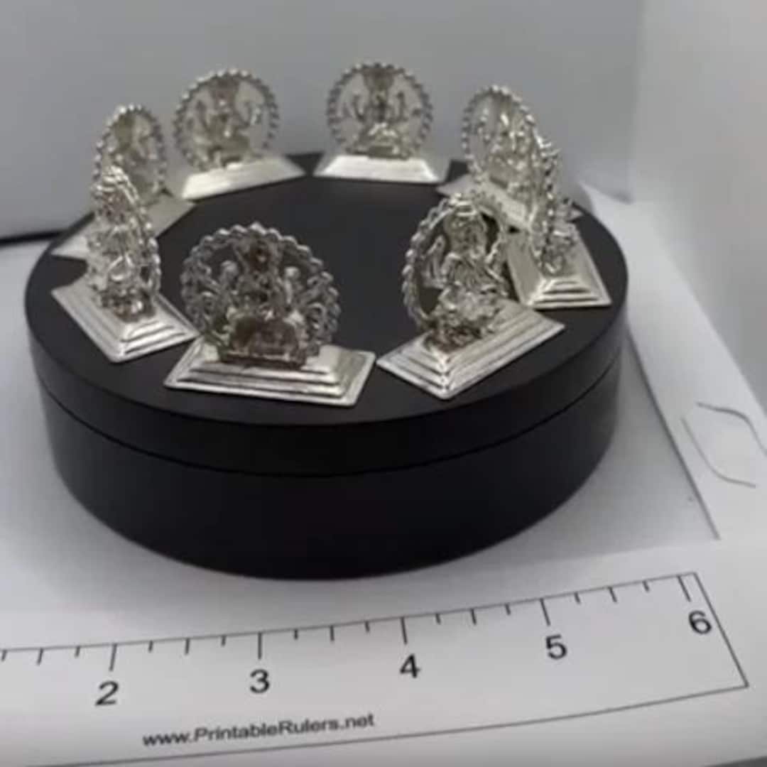Pure Silver Ashtalakshmi Set 115grams, Silver Laxmi Statue, Laxmi Devi ...