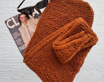 Bufanda de punto con capucha Sophie, bufanda de punto, bufanda de punto acogedora, capucha anudada a mano, capucha Sophie (7 colores)