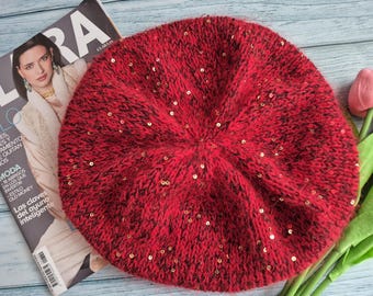 Kokin nyc Red Sequin Beret Sequin beret - Gem main image 2