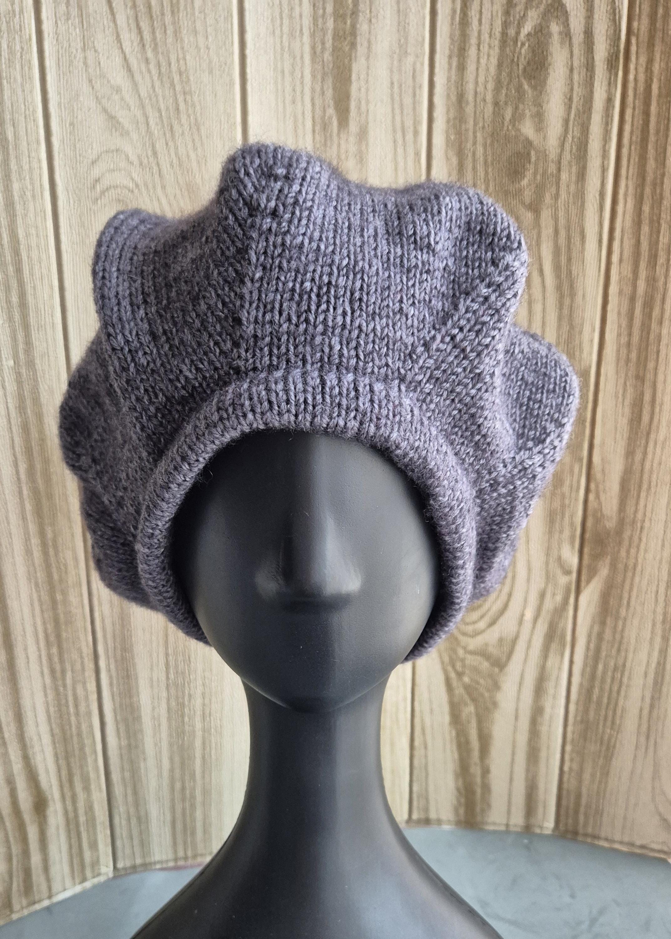 Elegant handmade knitted Gray winter Beret. New Virginia Cable Knit Cashmere Beret - Medium Grey  main image 4