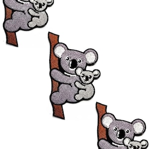 3 Pieces. Koala Patches Bear Animals Australia Zoo Cartoon Kids Embroidered Iron on Sew on Patch for T-Shirt Jeans DIY Jackets Clothing