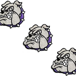 3 Pieces. Dog Pet Purple Collar Cartoon Patch Pitbull Bulldog Embroidered Iron on Patches Sewing DIY Badge Patches Clothing Jeans T-Shirt.