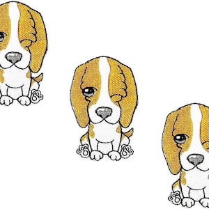 3 Pieces. Beagle Puppy Dog Iron on Patch Cartoon Embroidered Applique Patch Accessories DIY for Clothes Backpacks T-Shirt Jeans Skirt Vests.