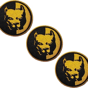 3 piezas. Parche termoadhesivo con forma de perro bulldog pitbull con cabeza dorada, apliques bordados de dibujos animados, accesorios para ropa, camisetas, vaqueros, chalecos, sombreros