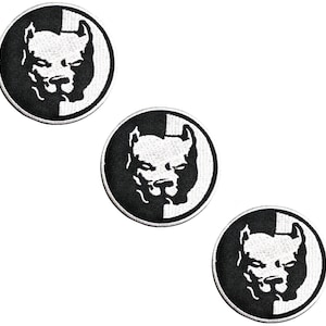 3 Pieces. White Head Pitbull Bulldog Dog Iron on Patch Cartoon Embroidered Applique Patch Accessories DIY for Clothes T-Shirt Jeans Vests.