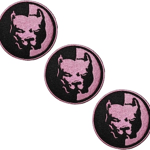 3 piezas. Parches de perro bulldog pitbull con cabeza rosa, pegatinas de dibujos animados, parches bordados para chaquetas, camisetas, coser, planchar, insignias bordadas, letreros para disfraces
