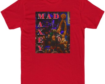 Camiseta ajustada Tyrese Maxey "Mad Maxey": Pintura original del bloqueo ganador del partido.