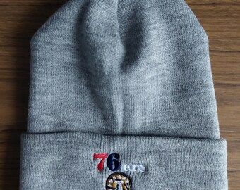 Gorro bordado de los 76ers: gorro de invierno suave con puño y lavado especial.
