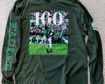 Camiseta de manga larga con el pase de touchdown número 100 de Jalen Hurts