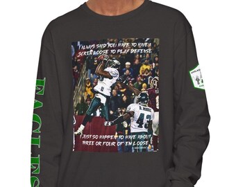 Brian Dawkins Eagles Long Sleeve T-Shirt, Ring-Spun Cotton, Garment-Dyed Comfort Colors