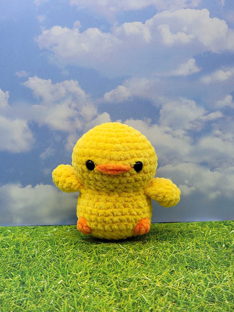 Handmade Crochet Duck Toy in Green Jumpsuit
