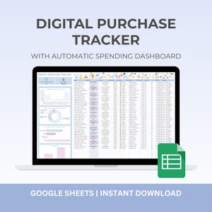 Digital Purchase Tracker with Automatic Dashboard | Google Sheets Template | Digital Download