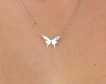 Custom Butterfly Initial Necklace – Dainty Gold or Sterling Silver Jewelry