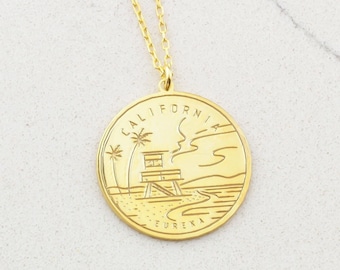 Personalized State Pendant Necklace – Choose Any US State in Gold or Silver