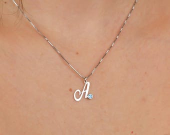 Custom Birthstone Letter Necklace – Dainty Gold or Silver Initial Jewelry
