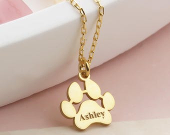Engraved Paw Print Necklace – Personalized Pet Memorial Jewelry