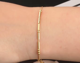 Custom Morse Code Bracelet – Minimalist Gold or Silver Couples Jewelry