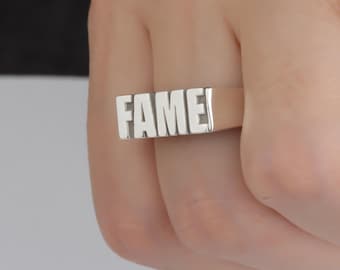 Stackable Personalized Ring – Custom Name or Date in Sterling Silver or Gold
