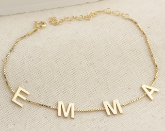 Custom Initial Bracelet – Minimalist Gold or Silver Personalized Name Jewelry