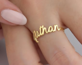 Custom Handwritten Name Ring – Dainty Gold or Silver Minimalist Jewelry