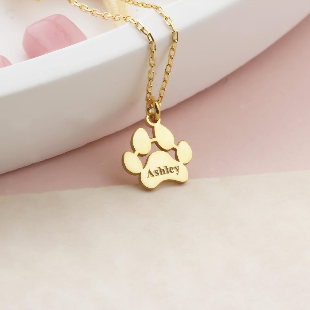 Engraved Paw Print Necklace – Personalized Pet Memorial Jewelry - Etsy