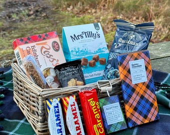 Scottish Sweet Treat Hamper-Antique Wash Split Willow Hamper