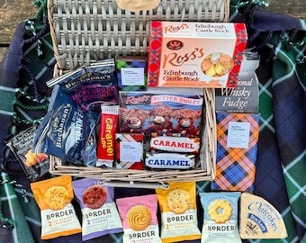 Scottish Sweet Treat Hamper-Antique Wash Split Willow Hamper-Large