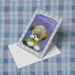 carte postale vintage pour la fête des mères de grand-mère - illustration de chiot rétro - carte de voeux kitsch de grand-mère - cadeau de chien des années 60 pour grand-mère