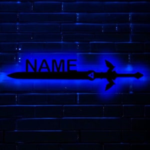 Custom Game Sword Led Sign , Legend of Zelda Sword , Sword Light Sign , Master Sword Wall Decor , Valentine&#39;s Day Gift , Custom Gamer Sign