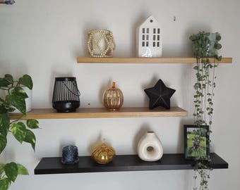 Natural Wooden Wall Shelves- Stylish Set Of Wooden Shelves. Natural from OAK, Timeless, Minimalism, Modern Design of Warm Living Room. PROMO