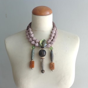 Brown necklace, brown chaki green chunky necklace, brown statement necklace