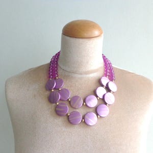 Purple pink necklace, colorful chunky necklace, purple statement necklace