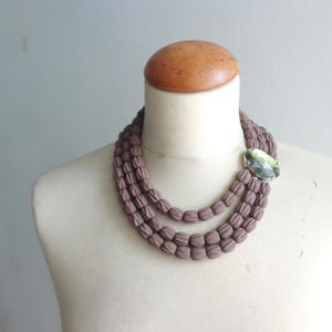 Brown necklace, brown chaki green chunky necklace, brown statement necklace