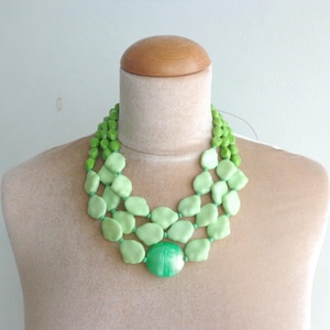 Lime Green necklace, colorful chunky necklace, green statement necklace