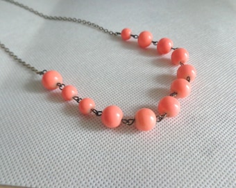 beaded orange necklace, neon orange necklace, unique orange necklace