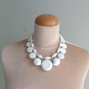 White necklace, white chunky necklace, white statement necklace
