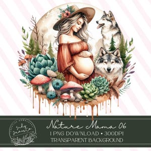 Aquarela pingando esperando a mãe da natureza Download digital PNG de alta qualidade Cena do deserto com lobos Suculentas Cogumelo Berçário com tema Boho