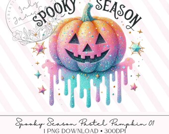 不気味な季節のパステルパンプキン高解像度PNGクリップアートハロウィーンデジタルダウンロード不気味な季節のパステルパンプキン秋PNGデジタルダウンロード