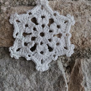 3 addobbi Natale fiocco di neve uncinetto