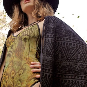 Muheeka TRIBAL PONCHO CAPE, Handmade Tribal Pattern Cape, Bohemian Festival Clothing