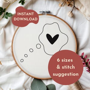 Patrón de bordado a mano para el día de San Valentín, diseño de bordado a mano con amor. Diseño de bordado a mano con corazón de amor para principiantes. Descarga de archivo PDF
