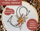 Floral Alphabet Embroidery Pattern PDF, Monogram Letters, Botanical Hand Embroidery, Digital Download