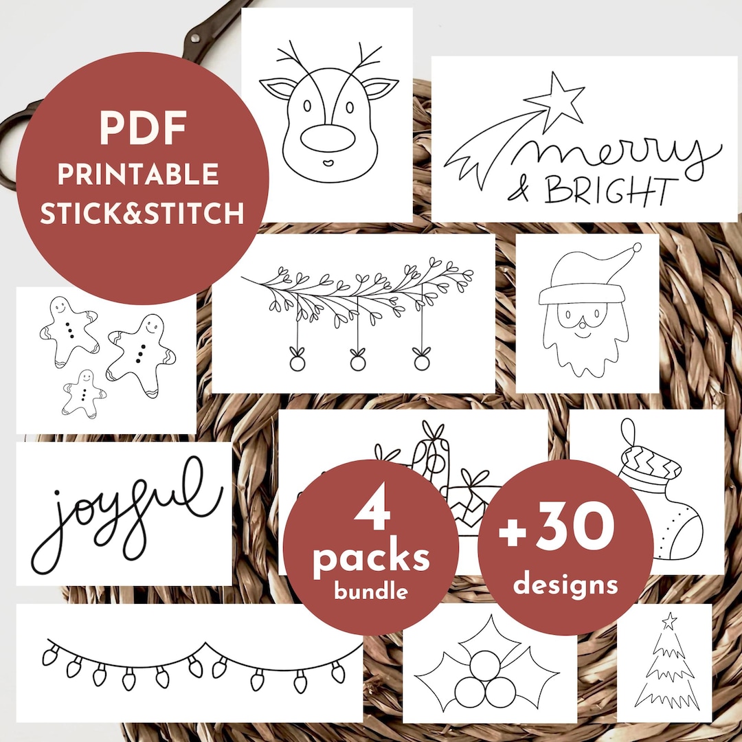 Christmas Printable Stick and Stitch Hand Embroidery Designs – Digital ...