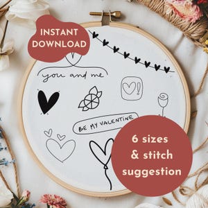 Valentine&#39;s day Hand Embroidery Pattern, Love hand embroidery design Love Valentine&#39;s clipart hand embroidery design beginners PDF download