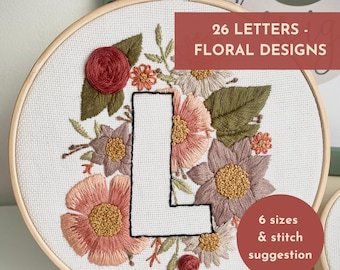 Floral Alphabet Hand Embroidery Pattern: Monogram Design (PDF)
