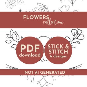 Motifs de broderie imprimables en bâtons et au point de fleurs (Modèle PDF)