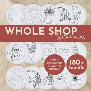 Patrones de bordado a mano para principiantes, diseños florales, de Pascua y primavera, paquete de más de 180 diseños, descarga en PDF.