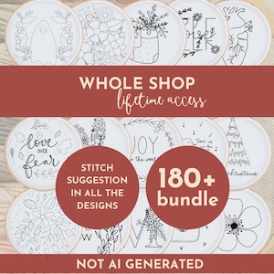 Patrones de bordado a mano para principiantes, diseños florales, de Pascua y primavera, paquete de más de 180 diseños, descarga en PDF.