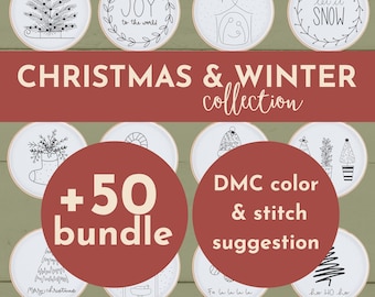 50+ Christmas Hand Embroidery Designs: Holiday Patterns, DMC Color Guide (PDF Download)